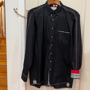 Haupt Germany Men's XL 43/44 17-1/2 Neck Long Sleeve Button Down Shirt Black